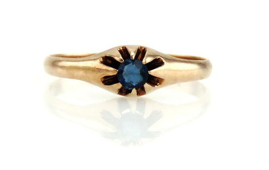 Vintage 14K Gold Sapphire or Synth Sapphire Solitaire Engagement Ring Size 5 1/2
