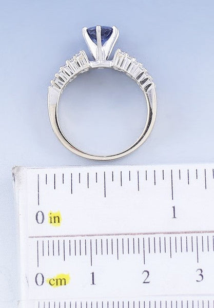 Beautiful 18k White Gold ~1ct Sapphire & ~1ct Diamond Ring