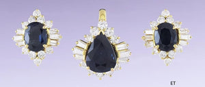 Stunning 14k Gold ~4.72ct Sapphire & ~1.58ct Diamond Earrings Pendant Suite