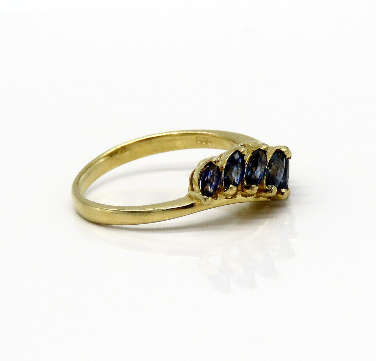 Nice 14k Yellow Gold ~.40ct Marquise Sapphire Wave Ring