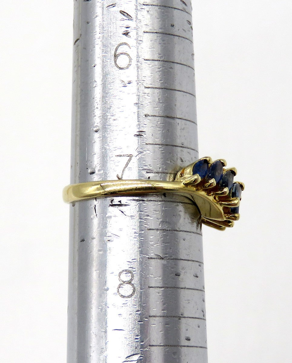 Nice 14k Yellow Gold ~.40ct Marquise Sapphire Wave Ring