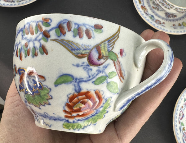 Nice Set c1920s Mason's Ironstone Flying Bird 3 Tea / Coffee Cups 10 Saucers
