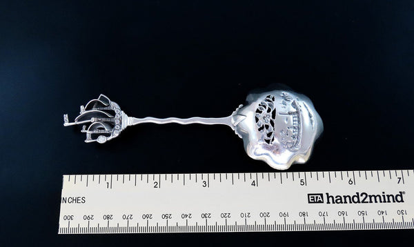 Charming 1916 Antique Dutch 833 Silver Sailing Ship Boat Sifter Spoon 5.5"