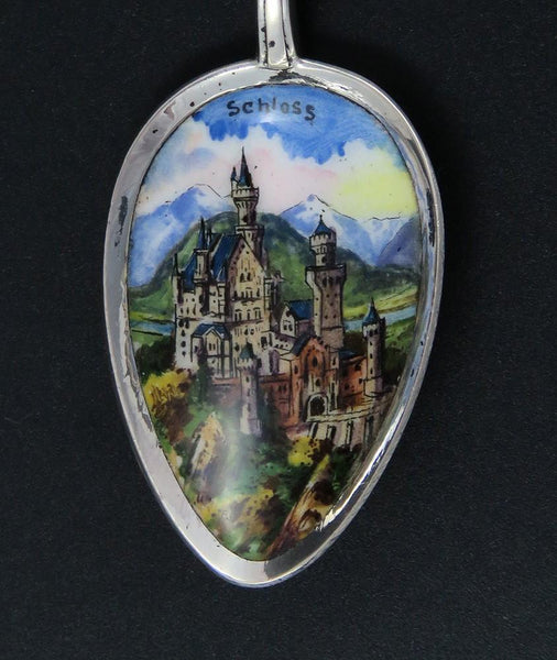 Antique German 835 Silver Souvenir Spoon Neuschwanstein Schloss Castle Bavaria