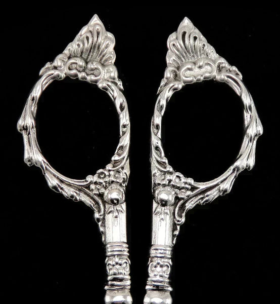 Antique/Vintage c1940 Heavy Solid Sterling Silver Victorian Style Scissor Tongs