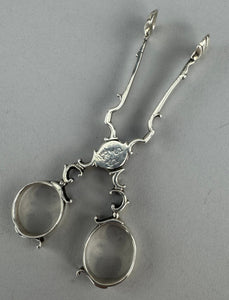Circa 1740s English Sterling Silver Scissor Silver Form Tongs
