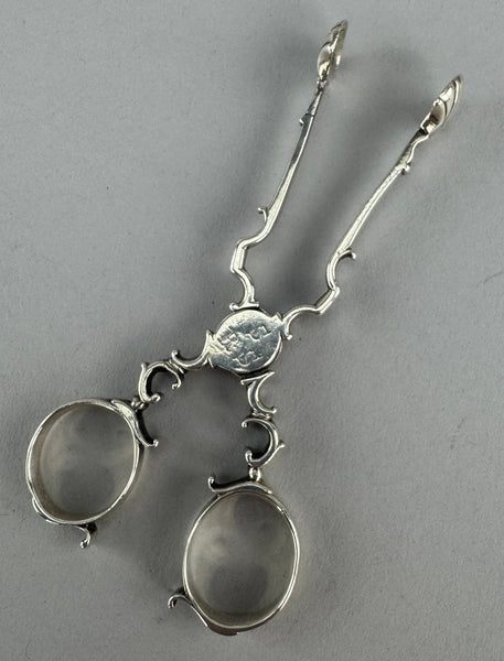 Circa 1740s English Sterling Silver Scissor Silver Form Tongs
