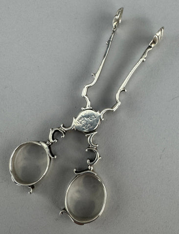 Circa 1740s English Sterling Silver Scissor Silver Form Tongs