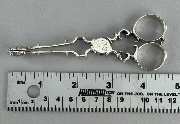 Circa 1740s English Sterling Silver Scissor Silver Form Tongs