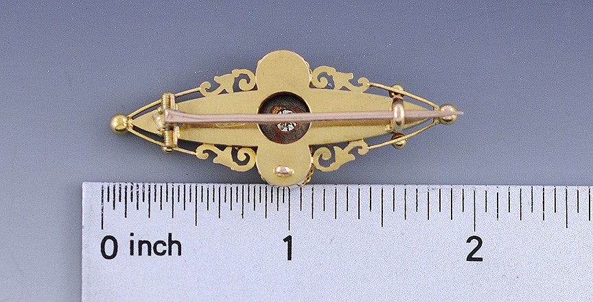 Gorgeous C1870s-1880s Victorian 15k Gold & Diamond Pin/Brooch