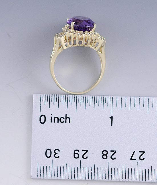 Wonderful Diamond & ~5.68 Carat Amethyst 14k Yellow Gold Ring Size 7