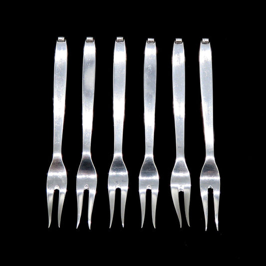 6 Danish Mid Century Modern Evald Nielsen Sterling Silver Cocktail Seafood Forks