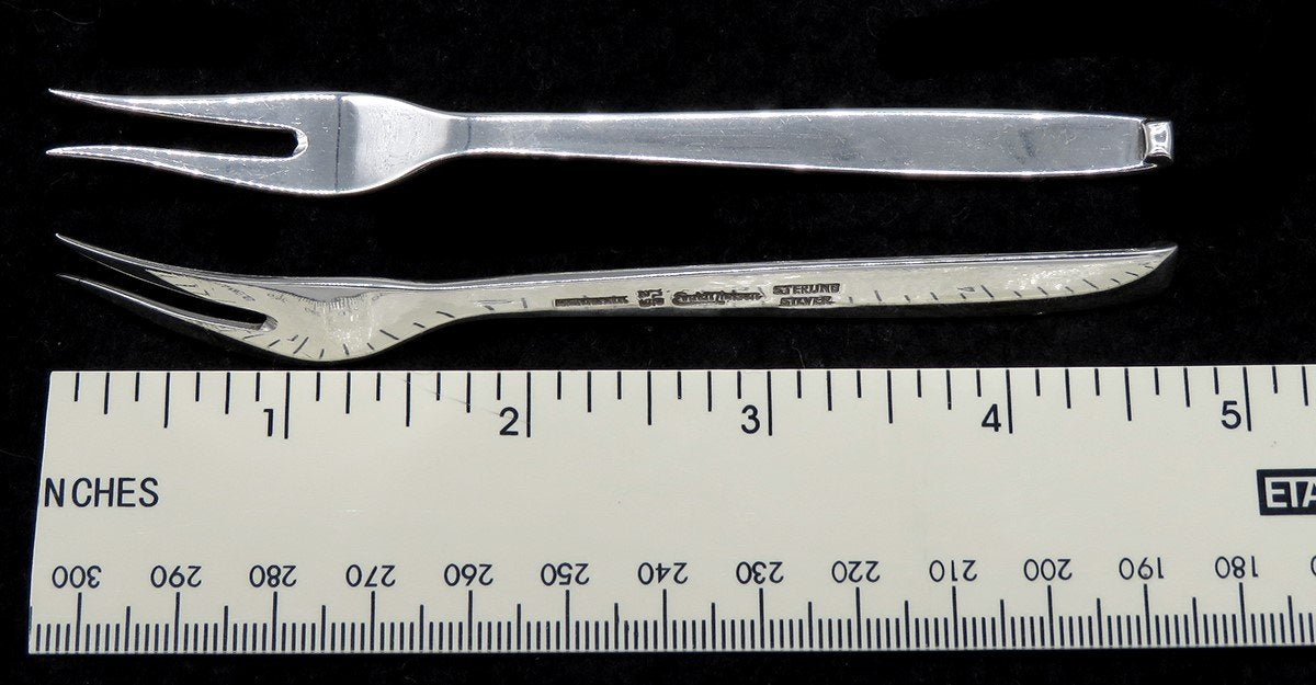 6 Danish Mid Century Modern Evald Nielsen Sterling Silver Cocktail Seafood Forks