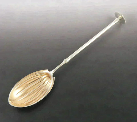Antique 1860s American Aesthetic Movement Silver Seal Top Serving Spoon 9"