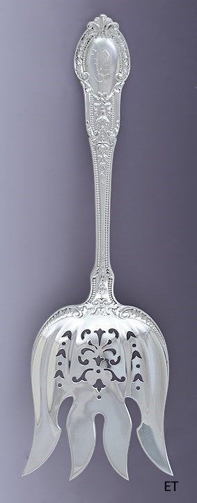 Great Gorham Sterling Silver Tuileries Pierced Serving Fork B Mono 8 3/4"