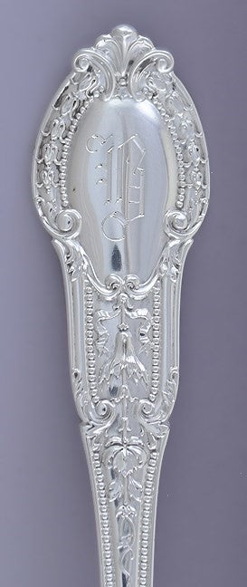 Great Gorham Sterling Silver Tuileries Pierced Serving Fork B Mono 8 3/4"