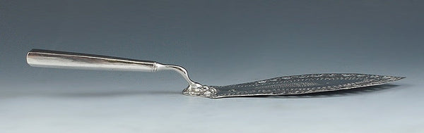 Large Antique European Silver Engraved Pierced Fish Slice Server