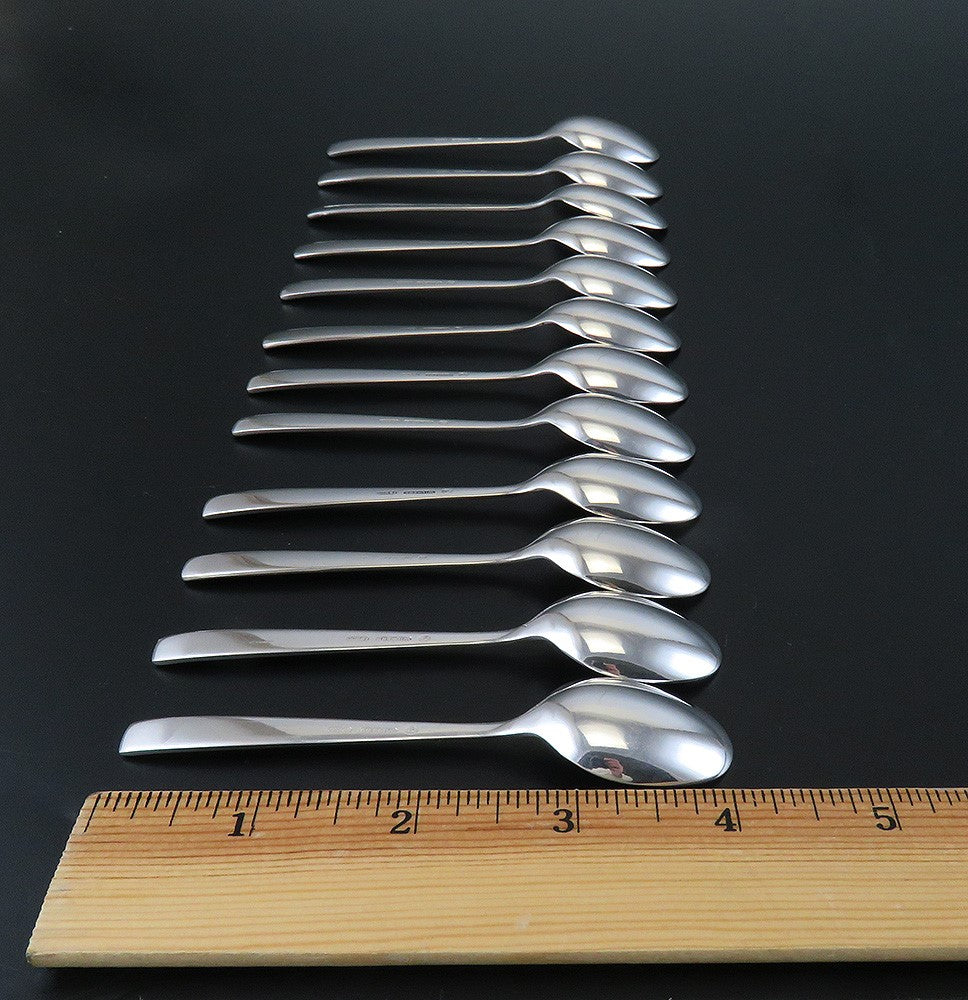 12 German 800 Silver Wilkens Deco 1920s-1930s Demitasse Tea or Coffee Spoons