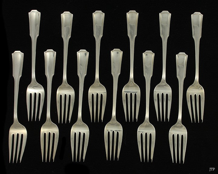 12 American Chippendale Sterling Salad/Pastry Forks