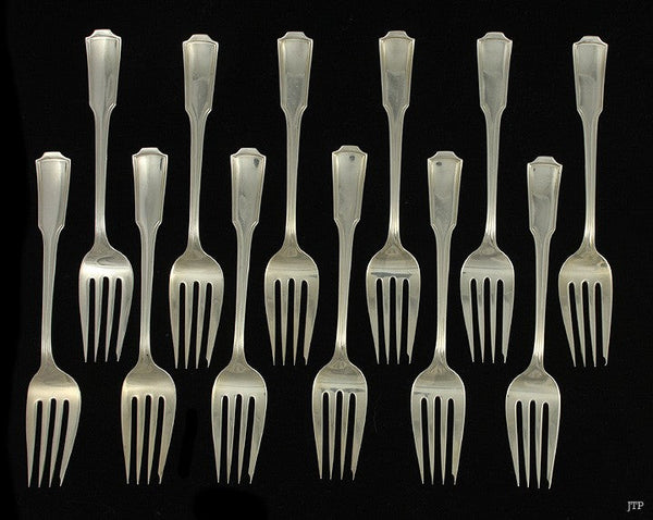 12 American Chippendale Sterling Salad/Pastry Forks