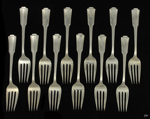 12 American Chippendale Sterling Salad/Pastry Forks