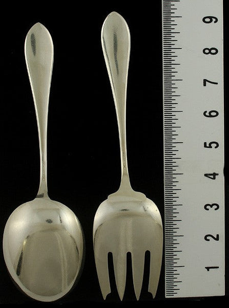 Antique Frank Whiting Lily Floral Sterling Silver Salad Fork Spoon Serving Set