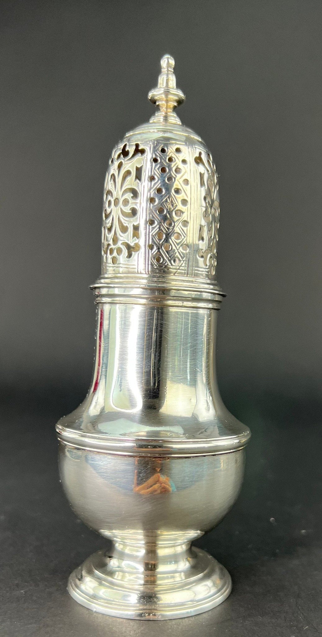 c1747 English George II Sterling Silver Pepper Shaker Caster Samuel Wood