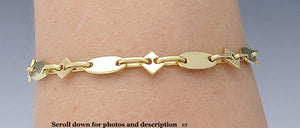 Artisan Hand Made 18k Yellow Gold Ovals & Diamonds Geometric Modernist Bracelet