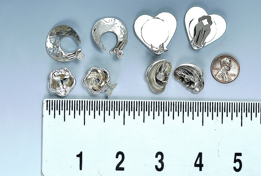 4 Pcs Sterling Silver and Silver Pl Screw-Back/Clip-On Earrings