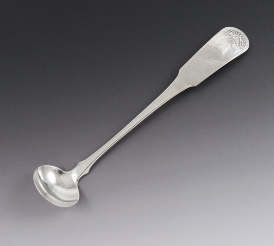 Antique Salem MA Coin Silver Stevens Lakeman Sheaf of Wheat Mustard Ladle