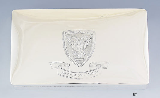 Greek Sterling Silver Hellenic Army Emblem Cigarette Box