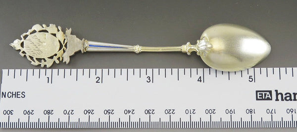 Antique 1913 Enameled Swedish 830 Silver Sverige Souvenir Spoon King Gustav V