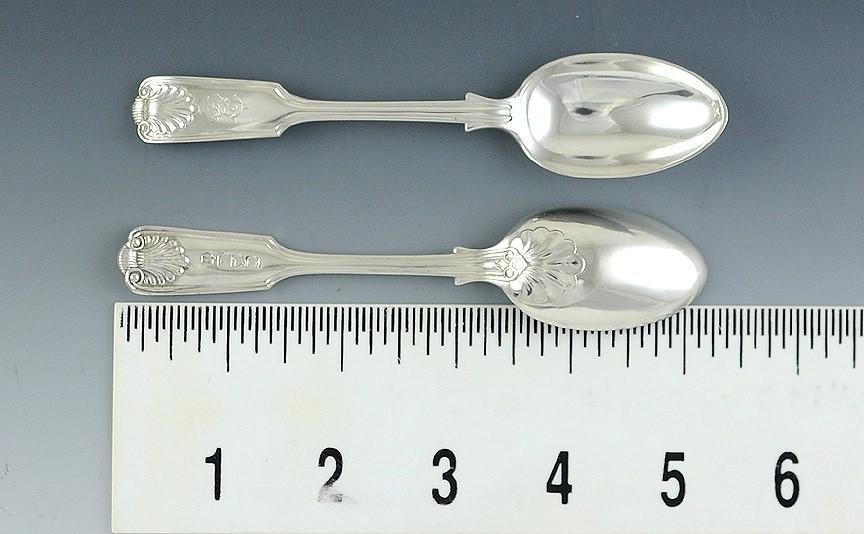 6 English Sterling1906 Fiddle Thread and Shell Teaspoons Coffee Spoons