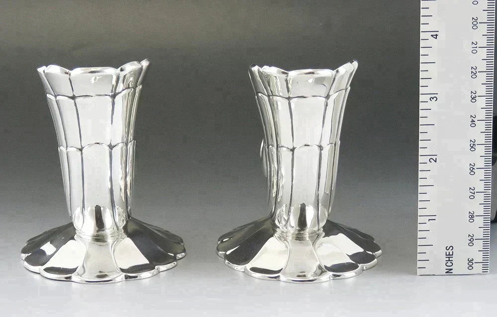 VTG Sterling Silver Frank Whiting Nautilus Seashell Shell Candlestick Holders