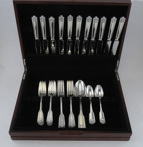 Vintage 40pc Sterling Silver Frank Smith Fiddle Shell Alden Flatware Set NO MONO