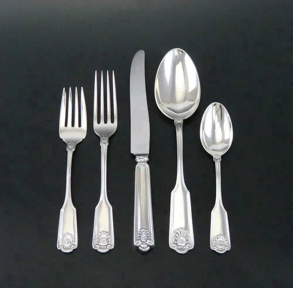 Vintage 40pc Sterling Silver Frank Smith Fiddle Shell Alden Flatware Set NO MONO