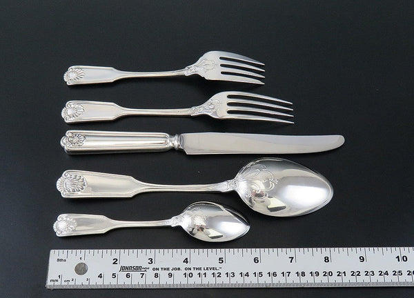 Vintage 40pc Sterling Silver Frank Smith Fiddle Shell Alden Flatware Set NO MONO