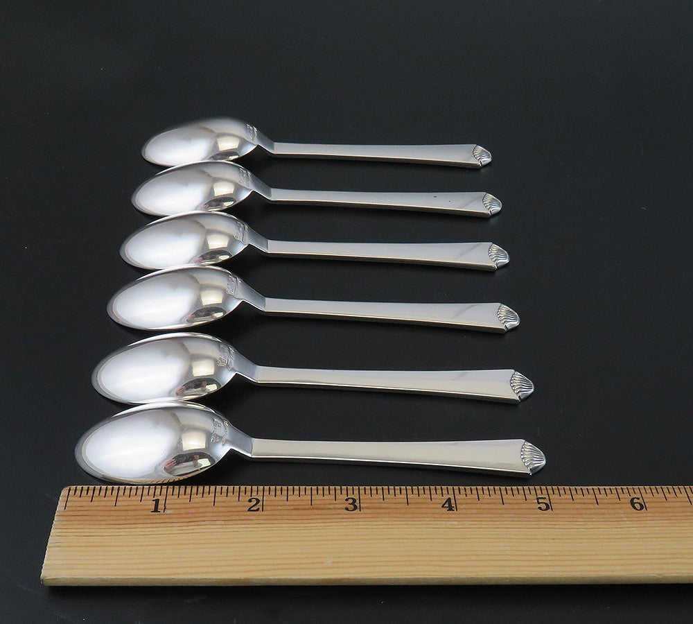 6 Heavy Sterling Silver Hans Hansen Vendome Denmark Teaspoons Coffee Spoons
