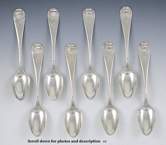 8 19th Century Charles Kennard Boston Sterling Coffee/Tea Spoons