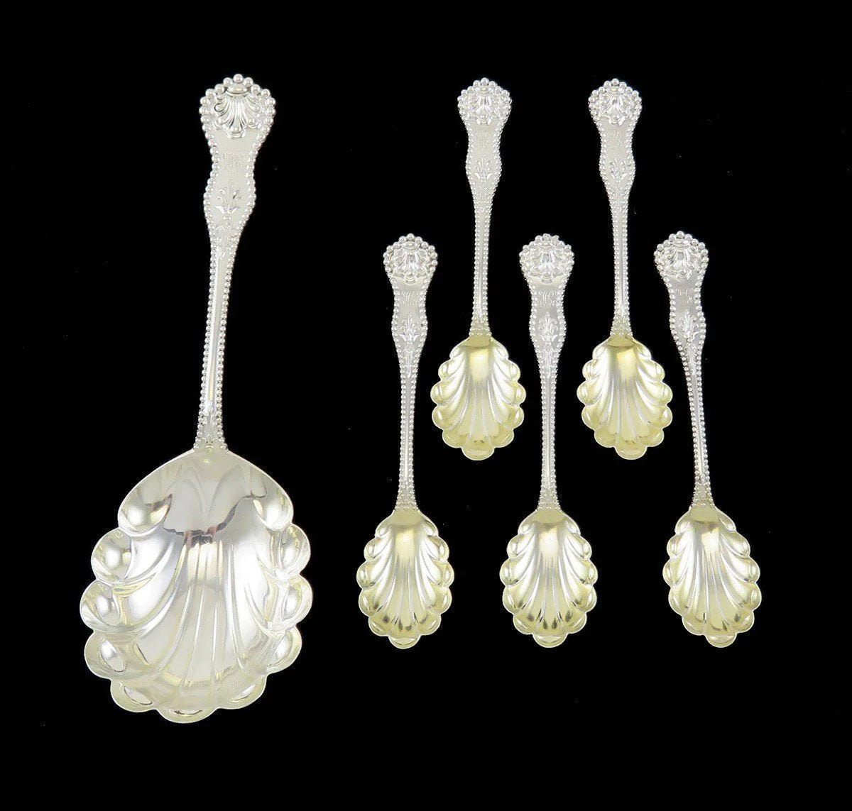 Sterling Silver Dominick Haff Charles II 1894 Dessert/Ice Cream & Serving Spoons