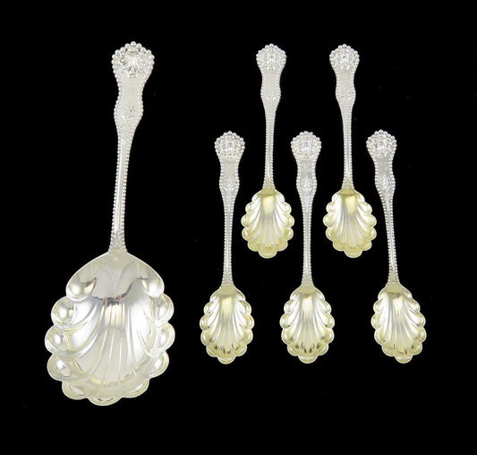 Sterling Silver Dominick Haff Charles II 1894 Dessert/Ice Cream & Serving Spoons