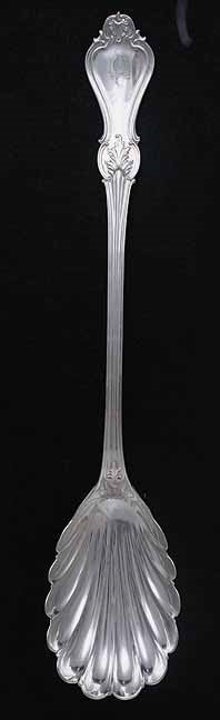 Antique 19th Century American Coin Silver Shell Bowl Stuffing Serving Spoon 13.5