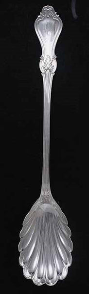 Antique 19th Century American Coin Silver Shell Bowl Stuffing Serving Spoon 13.5