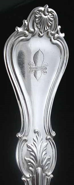 Antique 19th Century American Coin Silver Shell Bowl Stuffing Serving Spoon 13.5