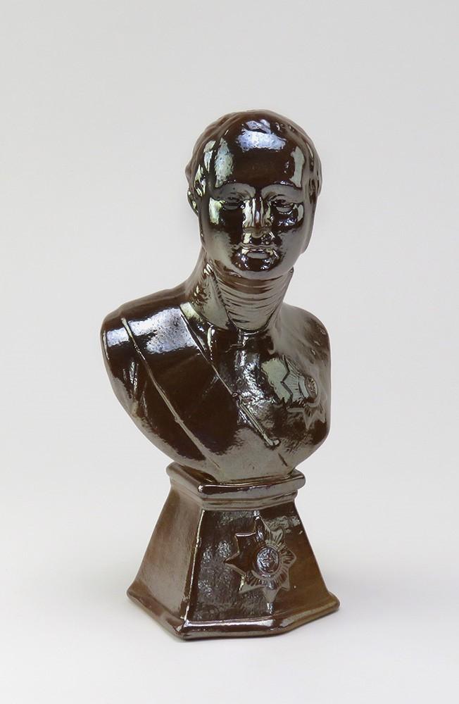 Rare 1700s Fulham Pottery English Bust of 18th c. Military Man Wearing Medal