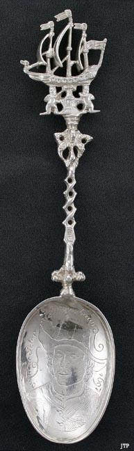Antique 19th Century Neresheimer German Silver Figural Ship Boat Spoon