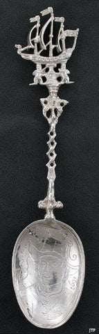 Antique 19th Century Neresheimer German Silver Figural Ship Boat Spoon