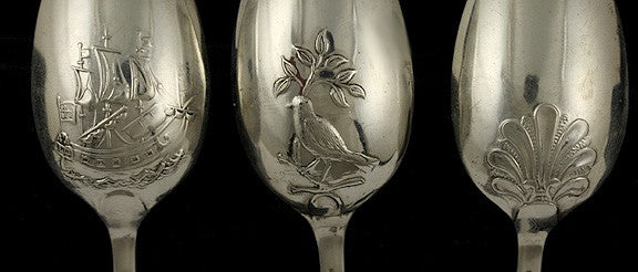 3 Vintage English Sterling Silver 18th Century Style Demitasse Spoons