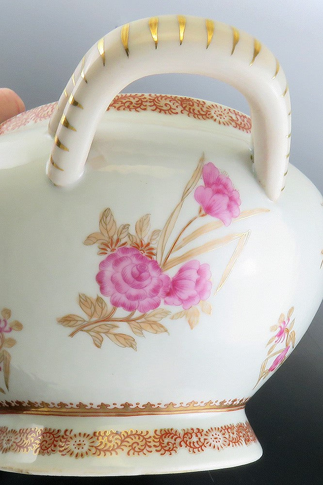 Huge Antique French Porcelain Covered Serving Dish w Ship Galleon Scene Decor