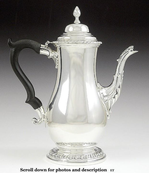 1930s-1950s American Sterling Silver Antique Georgian Form Coffeepot Teapot